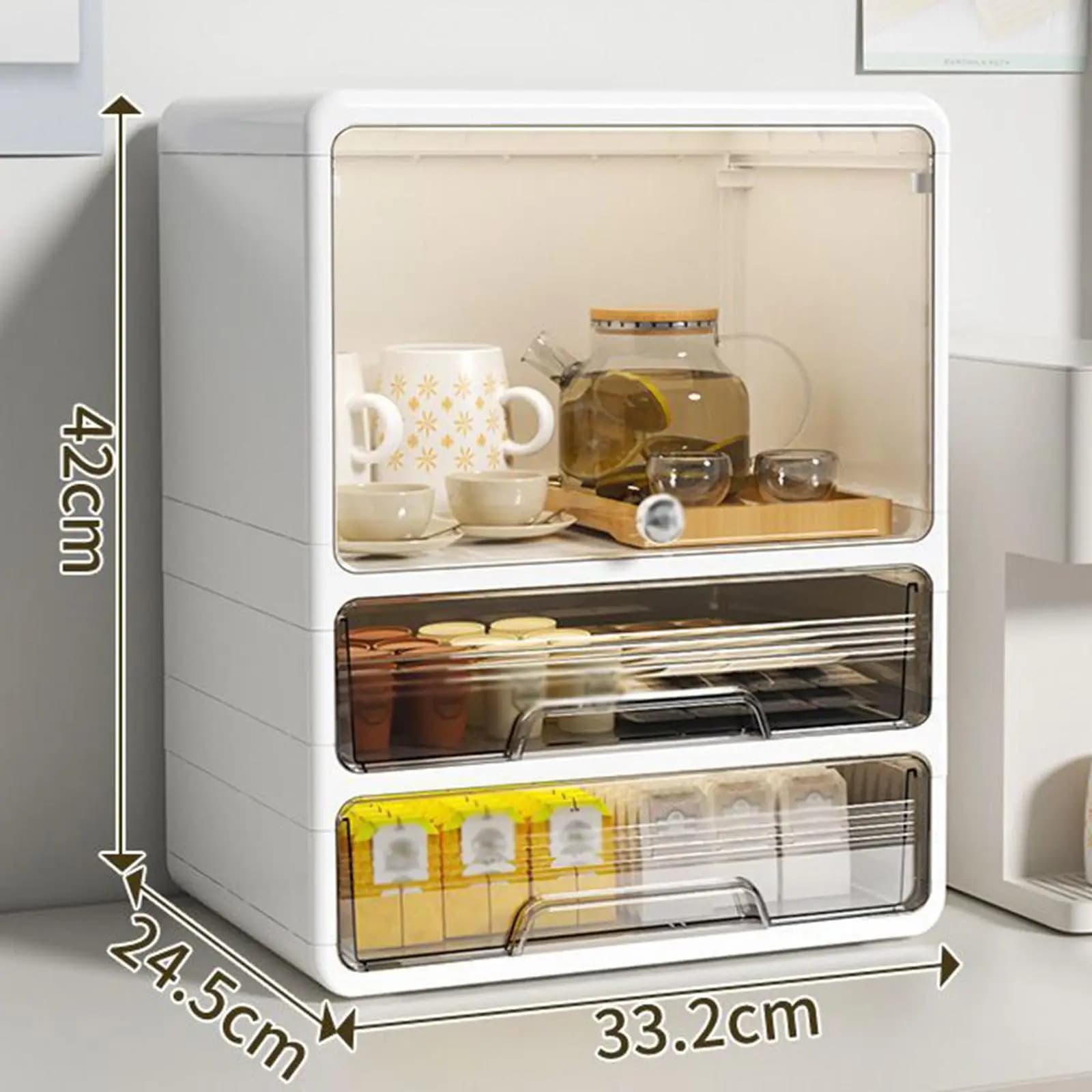 Scatola portaoggetti da scrivania, organizer per ufficio, per trucchi, elegante, liscio, resistente all'usura, 33,2x24,5x42 cm, contenitore portaoggetti per gioielli