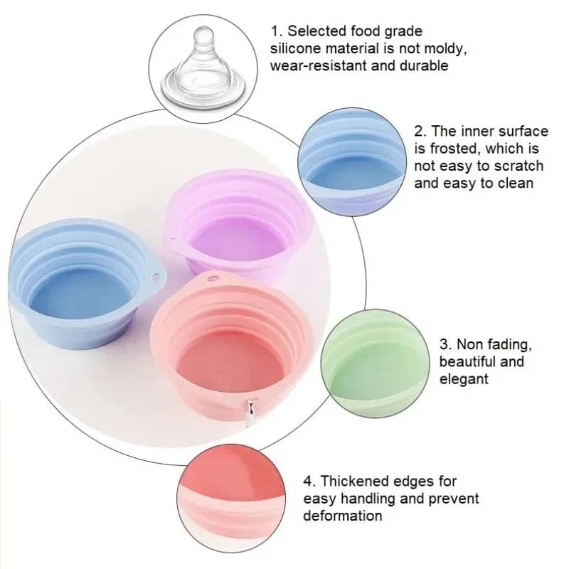 350/600ml Collapsible Dog Pet Folding Silicone Bowl Outdoor Travel Portable Puppy Food Container Feeder Dish Bowl Pet Supplies