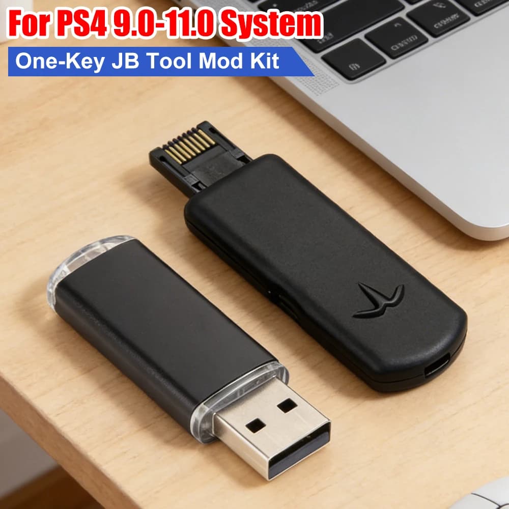 Kit Mod JB One-Key con Adattatore USB e Cavo Type-C, Accessori per Giochi PS4/PS4 Pro/PS4 Slim Sistema 9.0-11.0