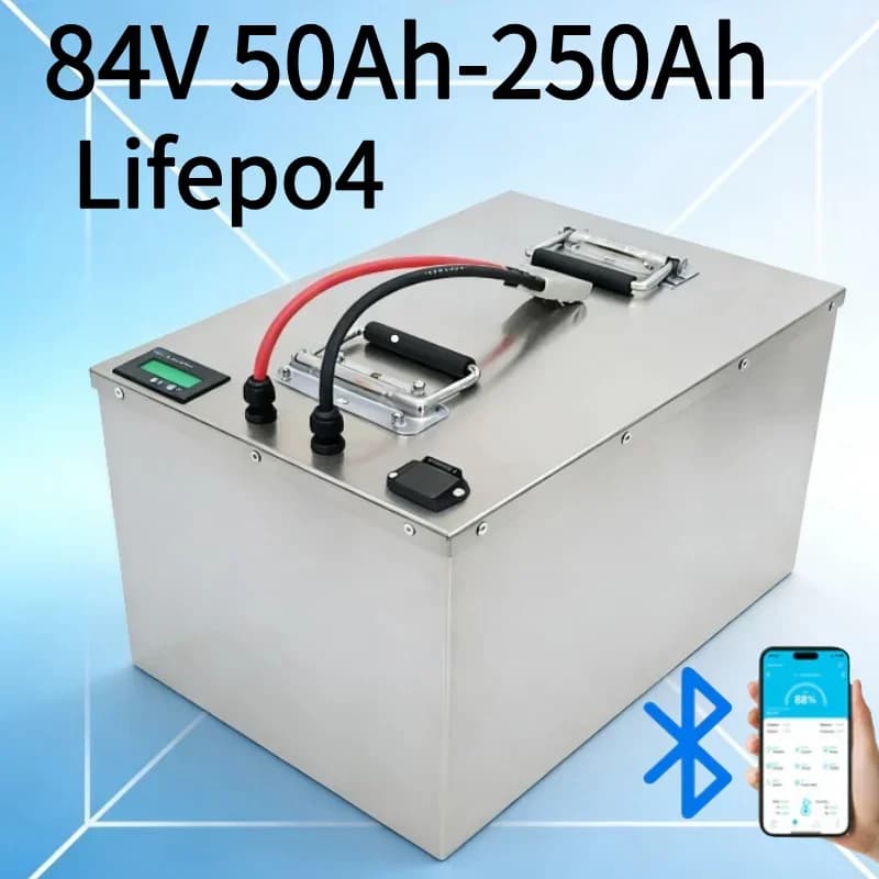 84V 50Ah-250Ah LiFePO4 Battery with Smart BMS & Charger | 3KW-12KW High-Power Deep Cycle Battery3KW-12KW Full Power Range Adapta