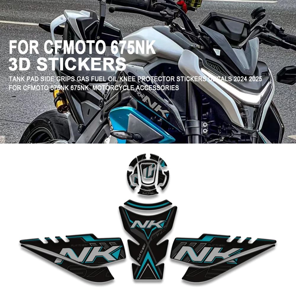 Motorcycle Accessories For CFMOTO 675NK 675 NK Relief Tank Armed Manopole Lateral Gas Oil Fuel Ginocchio Decalcomanie Protection 2024 2025