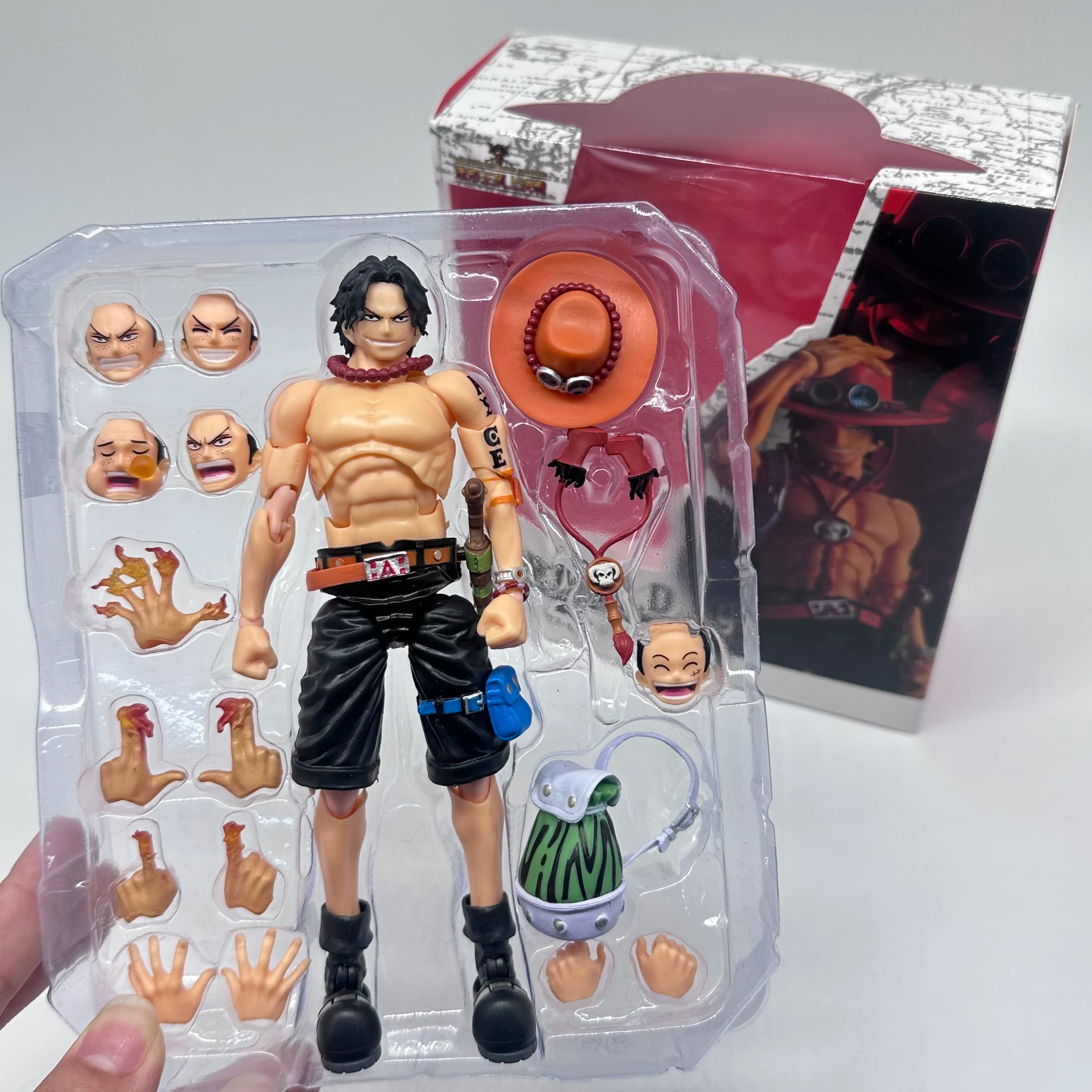 Bandai SHF Portgas D. Ace Articulated Action Figure - Desktop CollectibleOne Piece Ornament, Perfect Gift for Boys