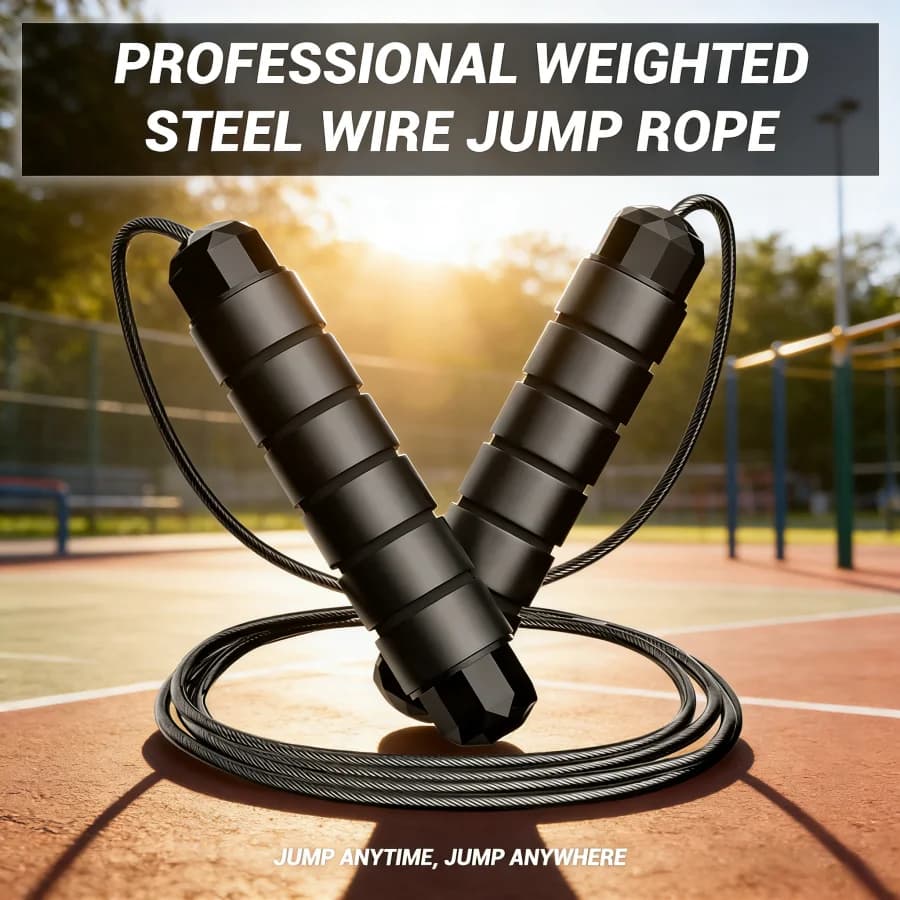 PVC Jumping Cord with Breathable Grip, Design Patented with Steel Cable for Fitness Exercises