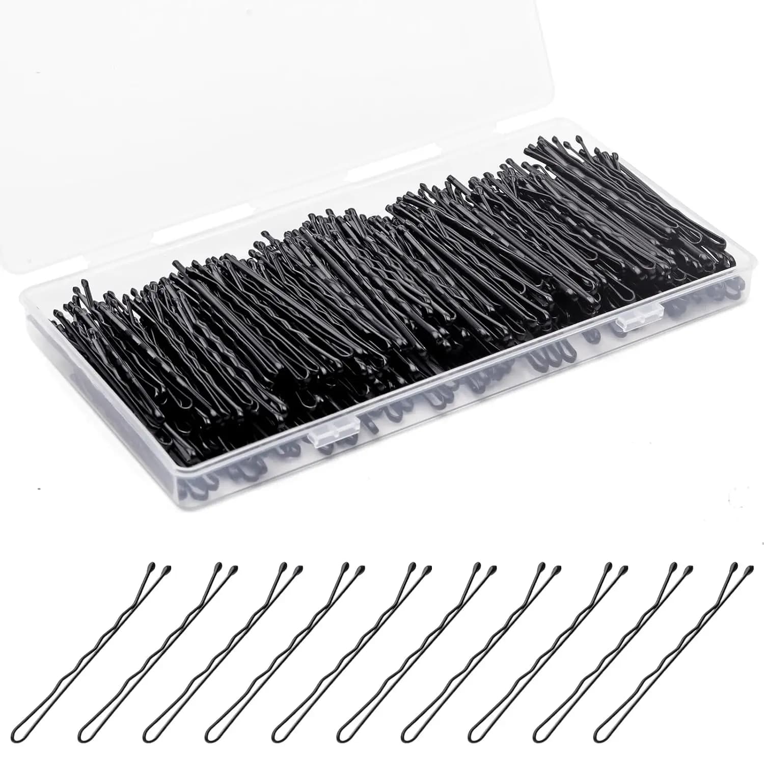 300 fermagli per capelli neri da 2 pollici, invisibili, riutilizzabili, antiscivolo, per donne e ragazze, con scatola portaoggetti