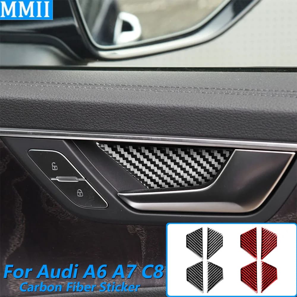 Per Audi A6 A7 C8 2019-2024, Copertura in Fibra di Carbonio per Maniglia Interna della Porta, Accessori Auto, Decorazione Interna, Adesivo