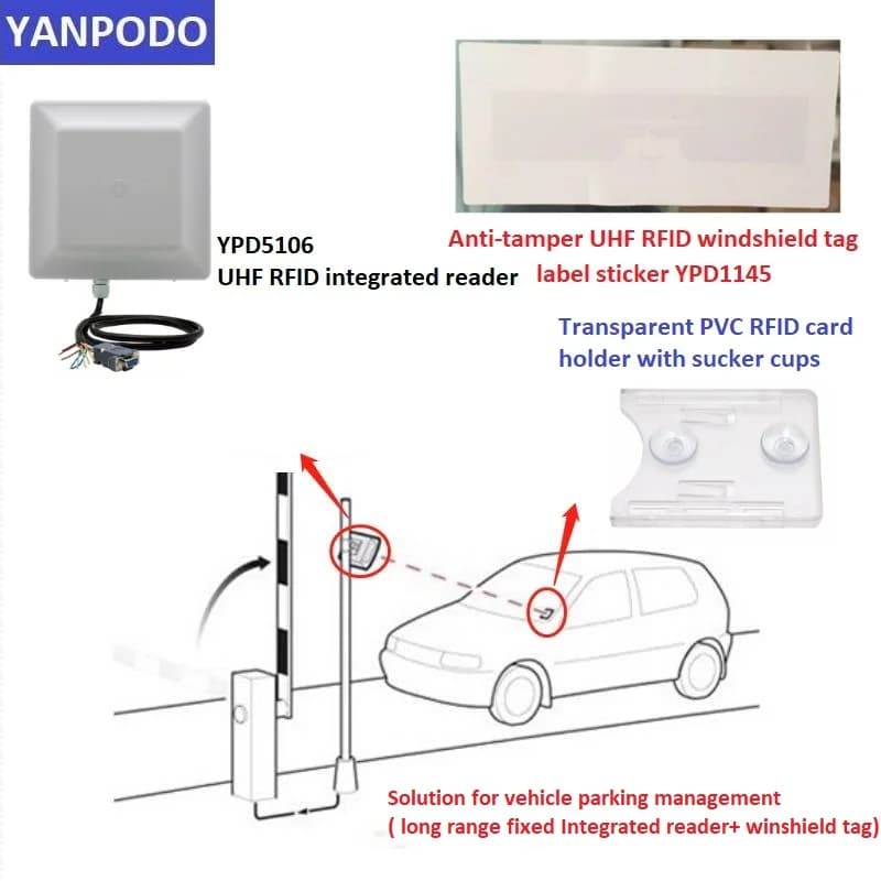 200 pezzi/lotto di etichette adesive RFID UHF passive a lungo raggio (1-15 m) anti-strappo e anti-manomissione per parabrezza, per il controllo degli accessi ai veicoli.