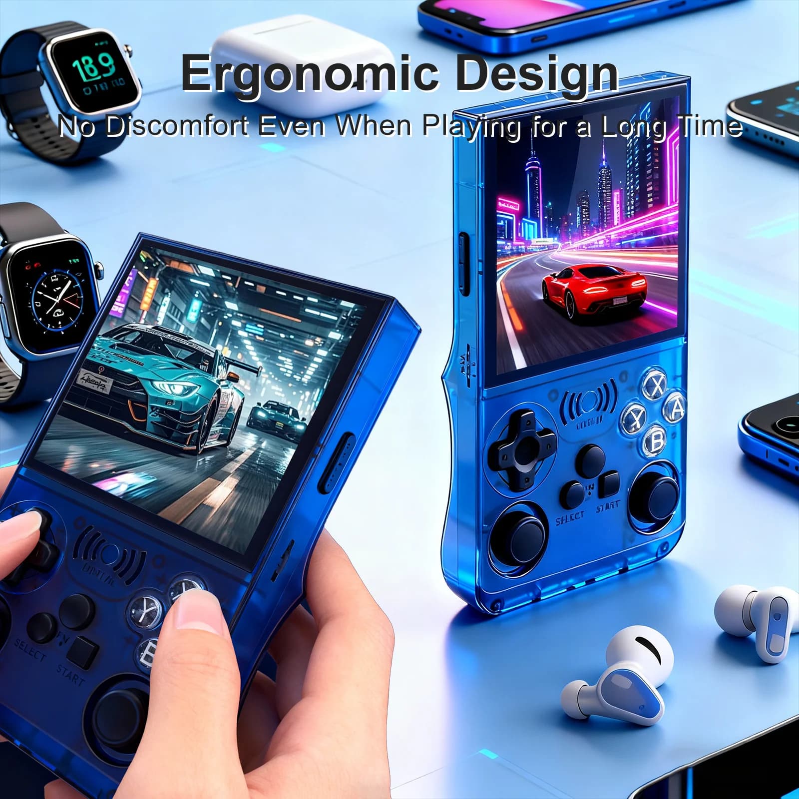 Console portatile GAMINJA ANS13 Schermo IPS da 4,0 pollici Console portatile retrò precaricata con oltre 15.000 giochi Sistema Linux portatile