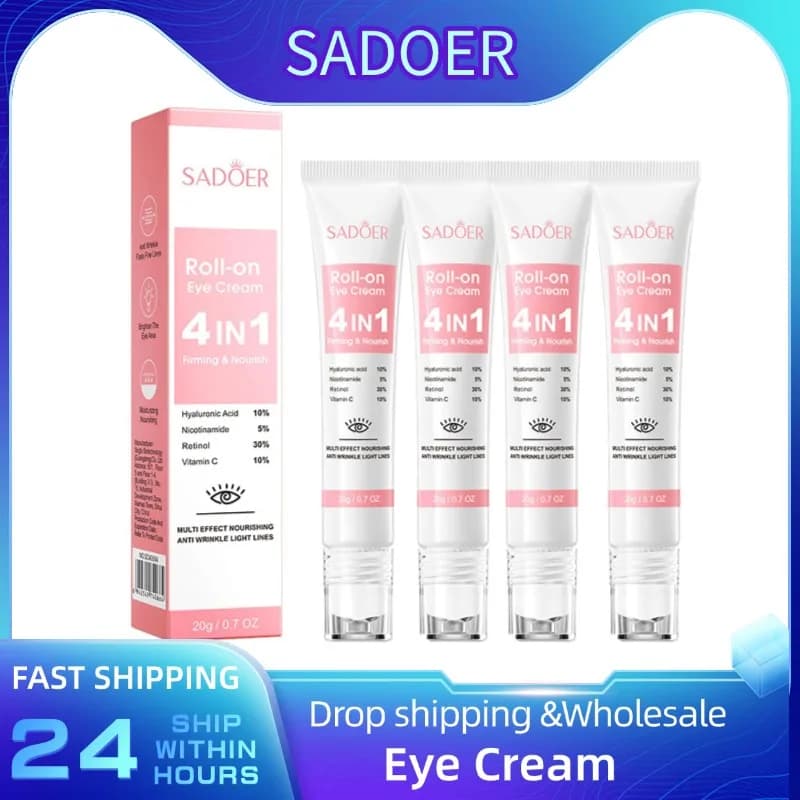 1/2/3pcs SADOER Eye Cream Retinol Nicotinamide Hyaluronic Acid Vitamin C Anti Dark Circle 4in1 Moisturizing Anti-Aging Eye Serum