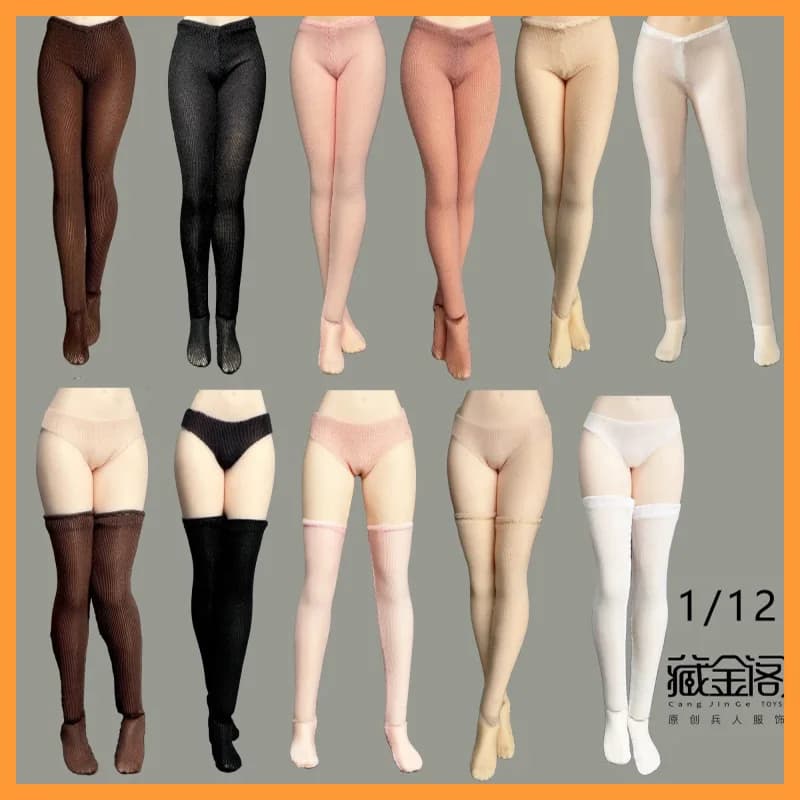 Pantaloni elastici da soldato femminile in seta di ghiaccio attillati in scala 1/12 Set di calzini alti adatti per giocattoli modello Action Figure da 6 pollici