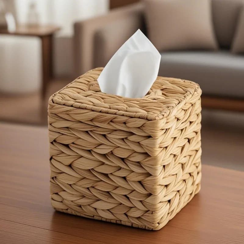 Supporto per scatola per fazzoletti intrecciati da 1 pezzo: cubo quadrato per fazzoletti decorativi, scatola per fazzoletti cubici, adatto per riporre il bagno e il tavolo