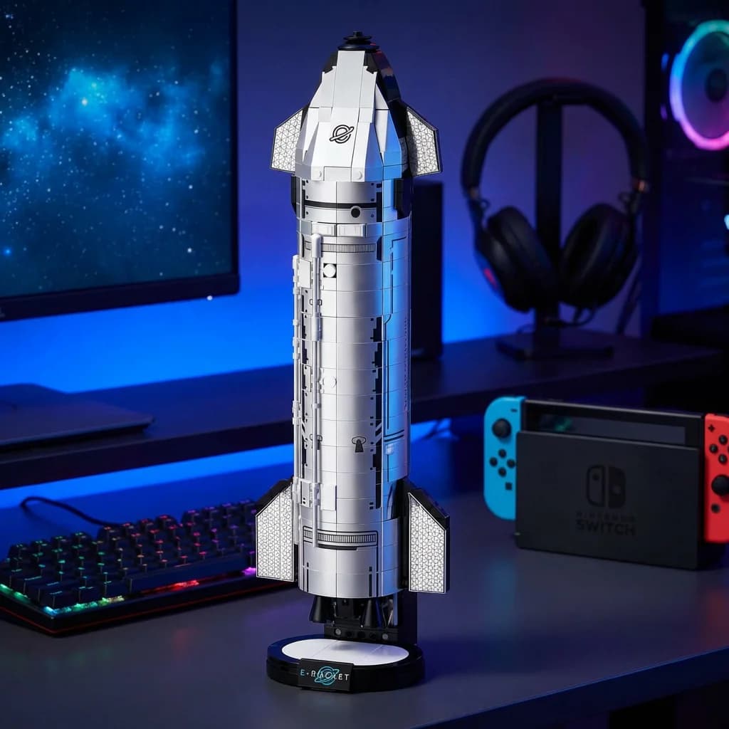 Motorized Rocket Launch Pad Blocks, Technical Space Exploration Model, 824pcs MOC Construction Set, Creative Boy Birthday Gift