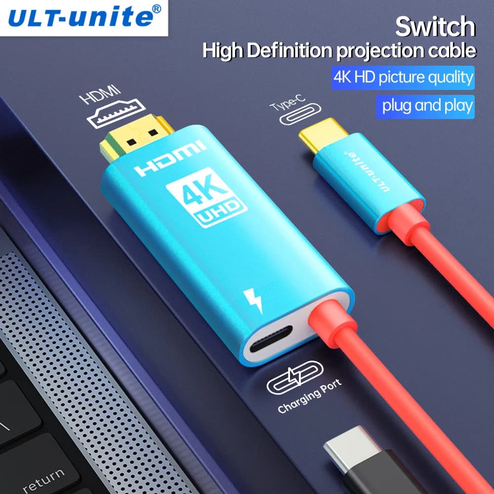 C-type cable to HDMI male with PD60W power port Male USB C cable to HDMI 4K60Hz for Nintendo Switch TV MacBook Huawei Xiaomi