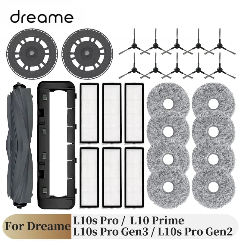 For Dreame L10s Pro Gen 3 / L10s Pro Gen 2 / L10s Pro / L10 Prime Robot Vacuum Spare Parts Main Side Brushes Mop Cloths Filters