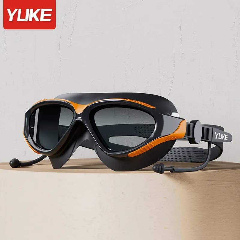 Professional HD Silicone Swimwear with Large Frame for Adults with Ear Caps Swim Glasses Man Woman Glasses