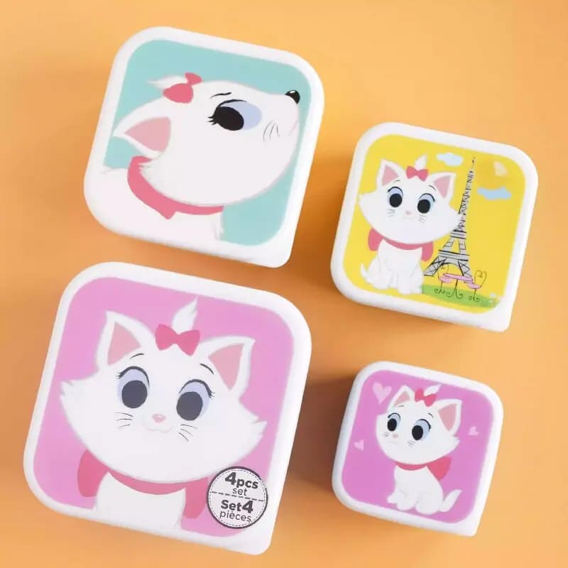 Simpatico cartone animato modello animale Bento Box scatola di frutta portatile per bambini mini scatola di snack per bambini scatola di pranzo 4 pezzi/set