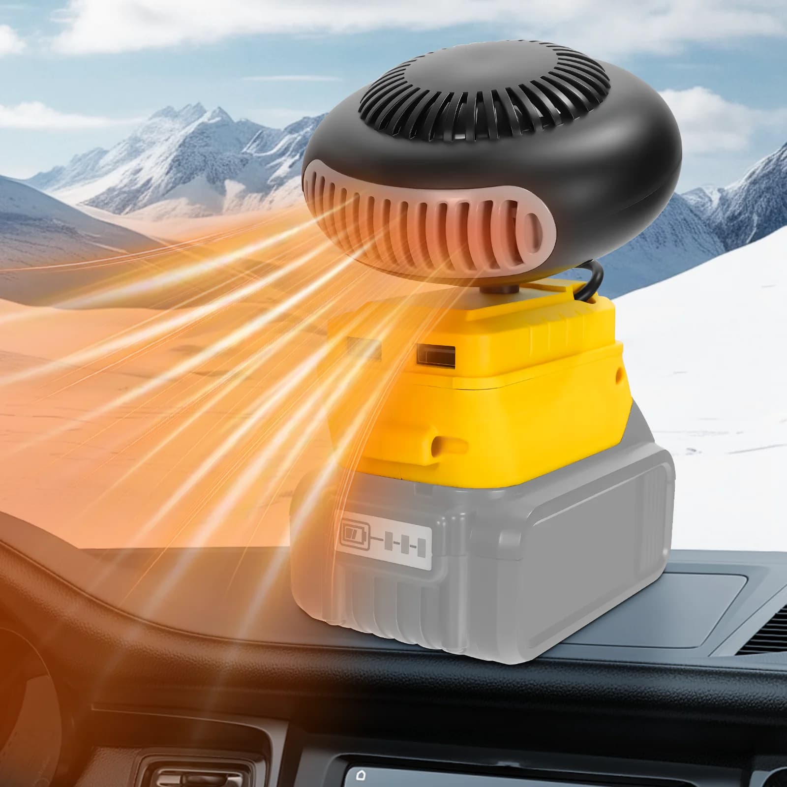 Riscaldatore per auto Elettrico Ventilatore di Aria Calda Ventola di Riscaldamento Veloce Parabrezza Portatile Sbrinatore Defogger Utensili Elettrici per Dewalt 20V Batteria