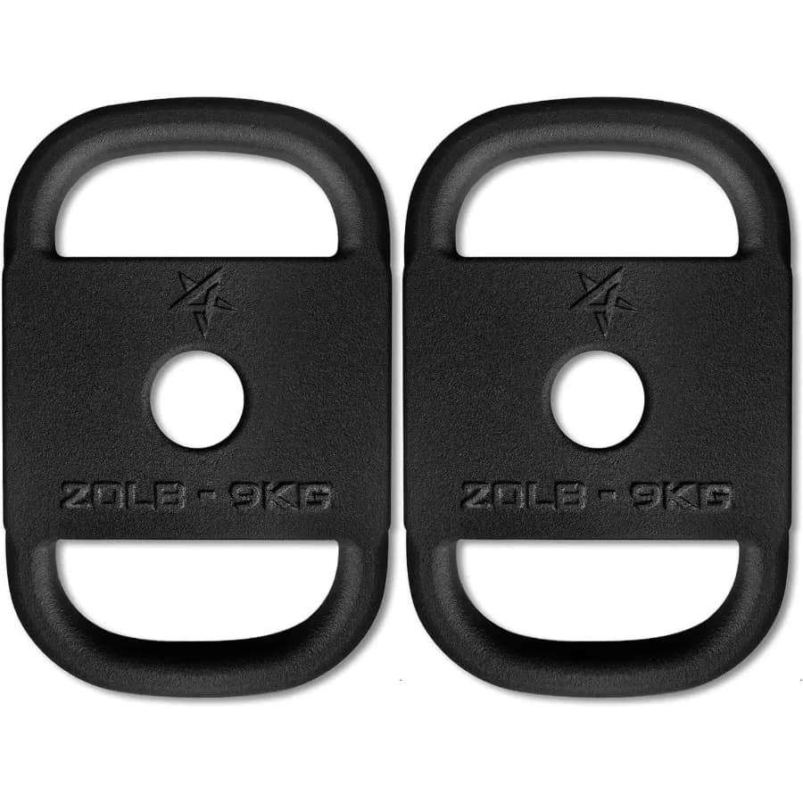 Cast iron tailoring weight with 2" central hole, training weight plate with updated rounded handle for weighted walks, lifting,