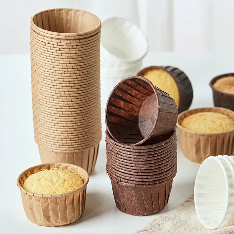 100Pcs Disposable Baking Cups High Temperature Safe Non-Stick Cupcake Paper Cups Muffin Cupcake Liners for Oven Air Fryer Baking