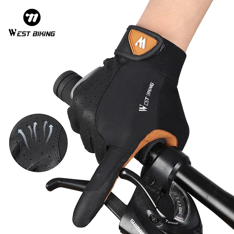 WEST BIKING Guanti da ciclismo Guanti a dita intere traspiranti Guanti sportivi da bicicletta MTB Uomo Donna Guanti protettivi da palestra primavera autunno