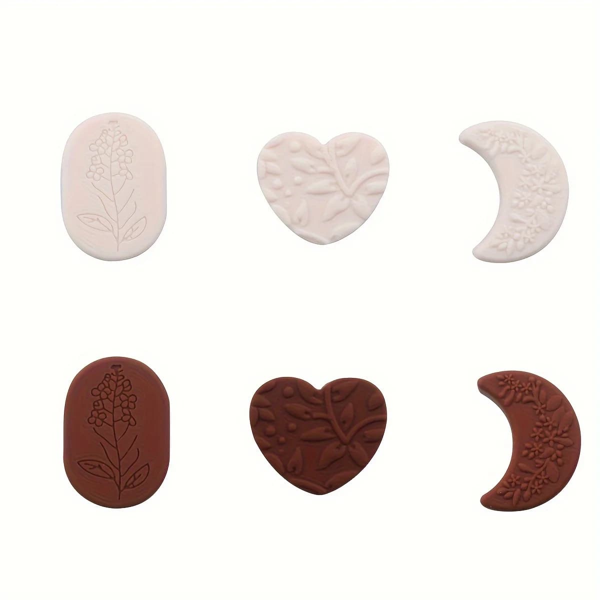 6 pezzi di perline di messa a fuoco in silicone a forma di luna, perline di silicone sciolte a forma di cuore, per portachiavi creativi fai da te fatti a mano, penna per perline