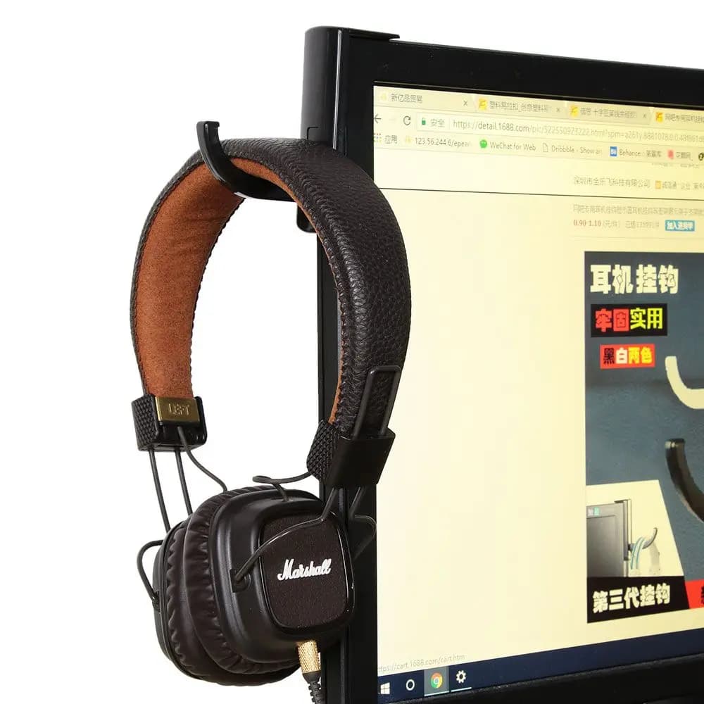 1PC Supporto per auricolari Gancio per supporto per gancio per cuffie con adesivo per nastro per display per PC da scrivania Accessori per cuffie per monitor