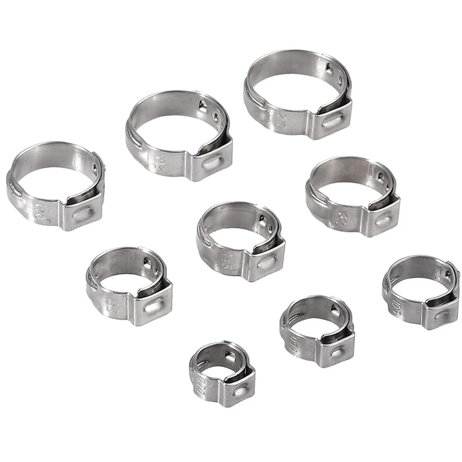 180x Morsetti stringitubo a orecchio singolo (9 misure da 7mm a 21mm) per tubi idraulici e da giardino