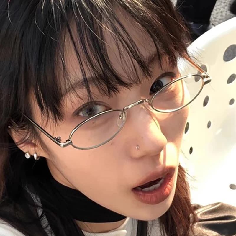 New Metal Oval Glasses for Women Men Sunglasses Anti Light Blue 2024 Frames for Unisex Glasses Bling Uv400 Fashion Glasses