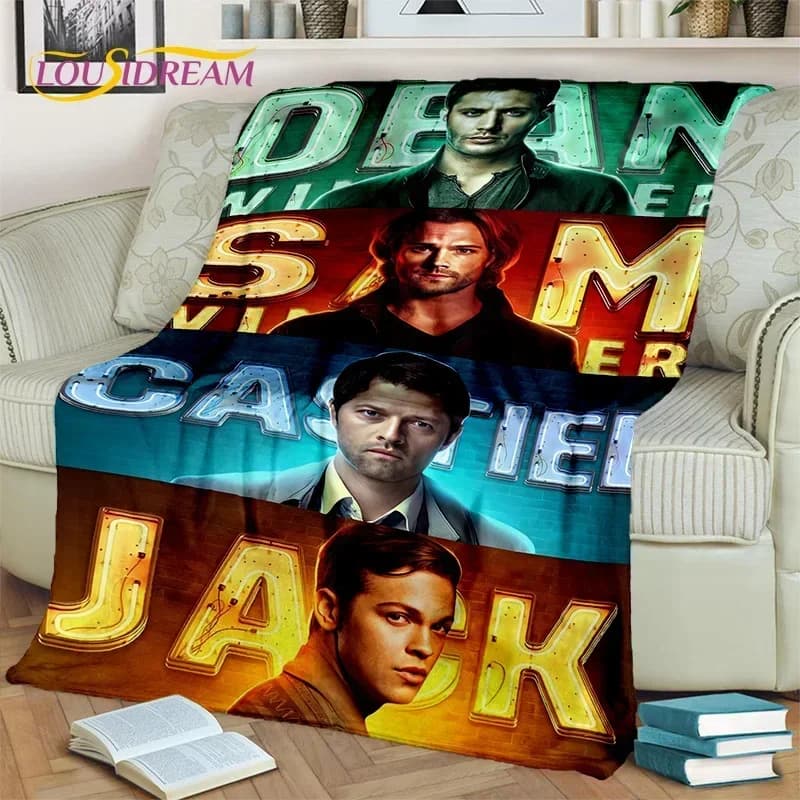 Coperta 3D della serie Supernatural, coperta in flanella per casa, camera da letto, divano, soggiorno, picnic, ufficio, escursionismo, riposo, regalo