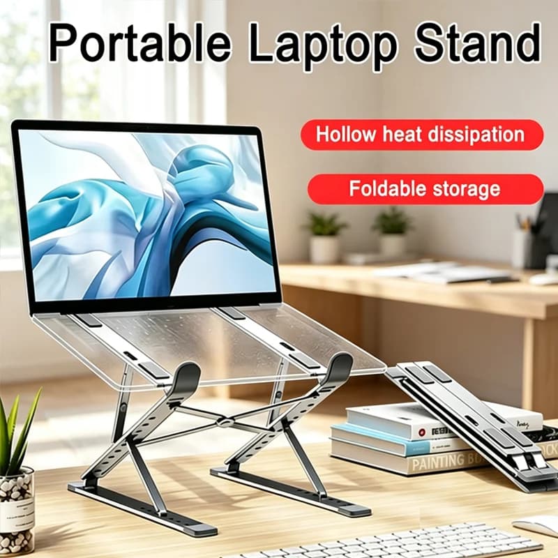 Aluminum Alloy Notebook Stand Multi-Angle Adjustable Height Anti-Slip Foldable Portable Stand Suitable for Laptops Tablets