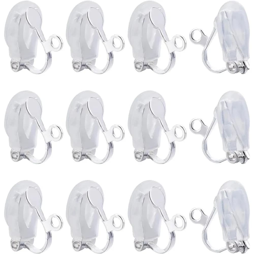 1 scatola da 20 pezzi Clip per orecchini Orecchini a clip placcati in argento sterling Accessori per orecchini non forati con anello e kit per la creazione di 20 pezzi