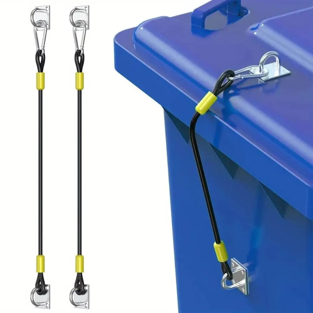 Set di serrature per coperchio per bidone della spazzatura da esterno a prova di orso, fibbia in acciaio inossidabile, set di serrature per coperchio multiuso per contenitori di rifiuti resistenti