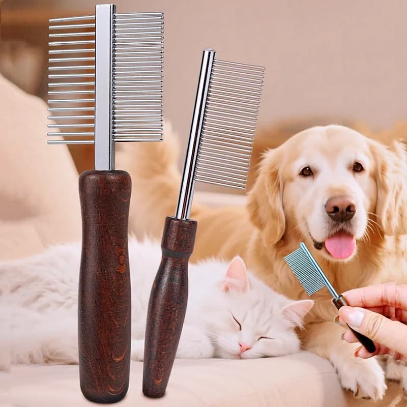 Pettine per Cani in Legno, Spazzola Mini per la Pulizia del Viso dei Gatti, Pettine per la Toelettatura dei Cani, Spazzola Massaggiante per Cani, Pettini a Doppia Faccia, Accessori per Animali Domestici