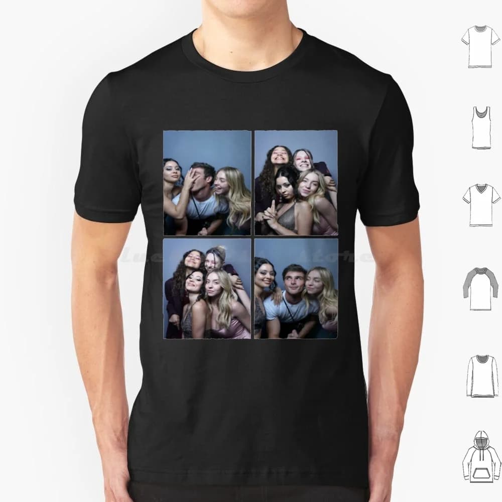 Euphoria Cast Photobooth T Shirt 6xl Cotone Cool Tee Photobooth Booth Cultura pop Malec Strisce Macchina Selfie Malec Photobooth