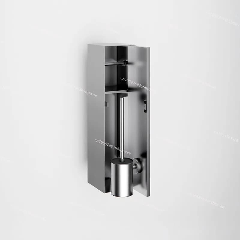 Toilet Concealed Stainless Steel Brush Niche Embedded Tissue Box Squatting Cleaning Shelf