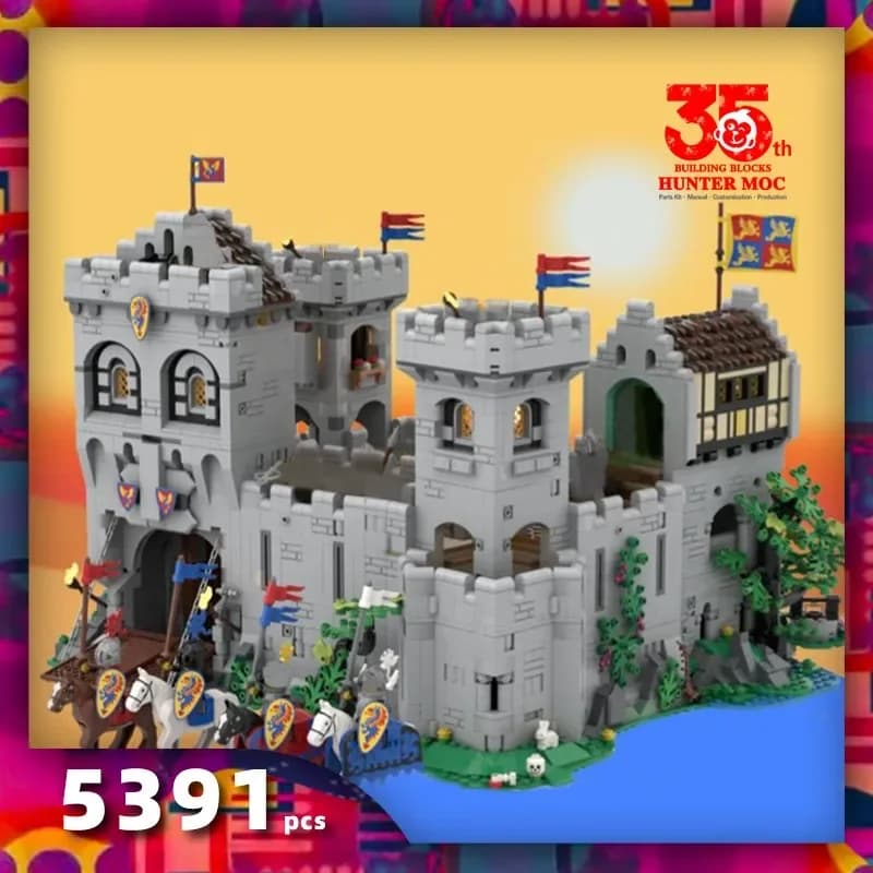 Mattoncini del castello del cavaliere medievale Mattoni del castello del leone Blocchi del cavaliere medievale Leone militare Soldato Figure blocchi Militari
