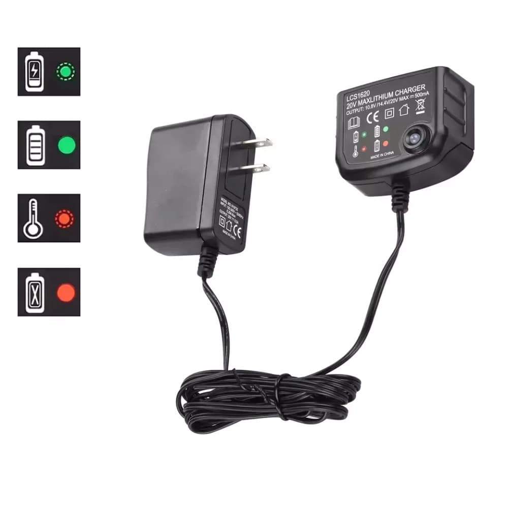 Caricabatterie al Litio per BLACK & DECKER LBXR20 LCS1620 20V per LB20 LBX20 LBX4020 LB2X4020, Utensili Elettrici a Batteria