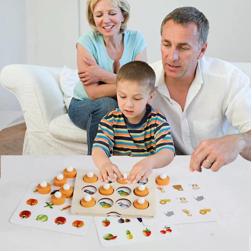 Montessori Memory Match Gioco di scacchi Puzzle 3D Legno Early Educational Family Party Gioco di interazione casual Giocattolo per bambini Kid