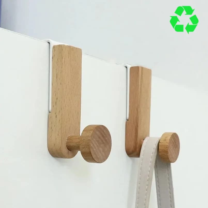 Kitchen hanger hook for towels, clothes, bathroom accessories, hangers on the back of the door, iron and wood, organizer