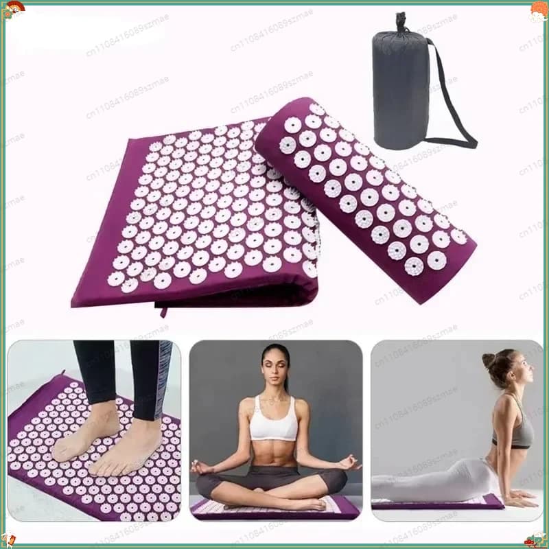 Set di 1 Tappetino e Cuscino per Agopressione per Anziani, Cuscino per Rilassamento di Schiena e Corpo, Tappetino per Yoga e Sollievo dallo Stress