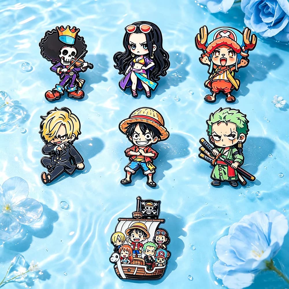 3-7Pcs Anime Chibi Luffy Enamel Pins Cute One Piece Zoro Brooch Fashion Women's Lapel Badges For Backpack Collection Fans Gift