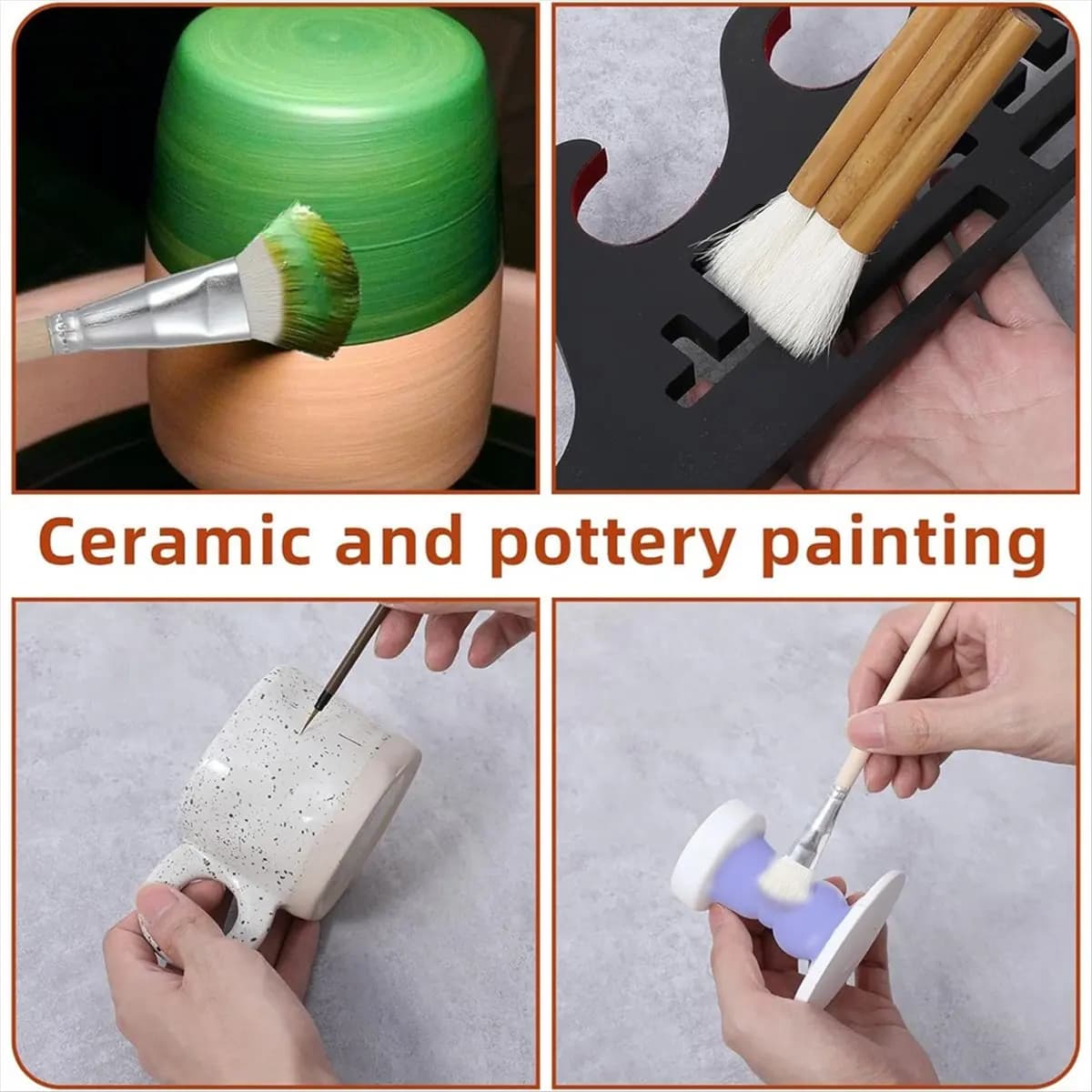 Pennelli per ceramica da 20 pezzi per vetri, set di pennelli in ceramica con scatola portaoggetti, pennelli in ceramica di legno, per acquerello acrilico