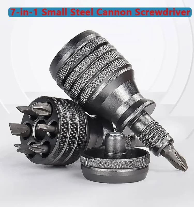 Set di mini cacciaviti industriali 7 in 1 - Manico in lega di alluminio con punte a croce/a taglio ad alta durezza Strumento EDC multifunzione