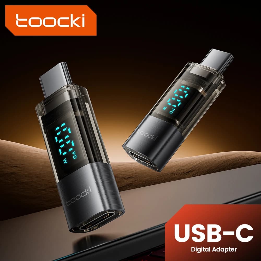 Toocki Adapter from USB C to type C OTG Converter with digital display with maximum output from 100 W for portable devices for tablets Telephone Connector OTG USB C