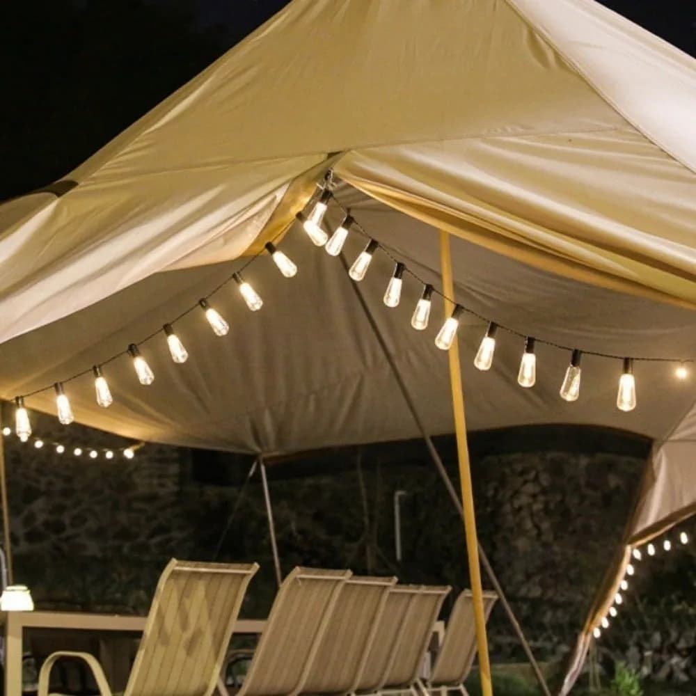 8 modalità di illuminazione Luci a stringa solari Impermeabile infrangibile LED Fata a forma di lampadina Luce a ghirlanda retrò