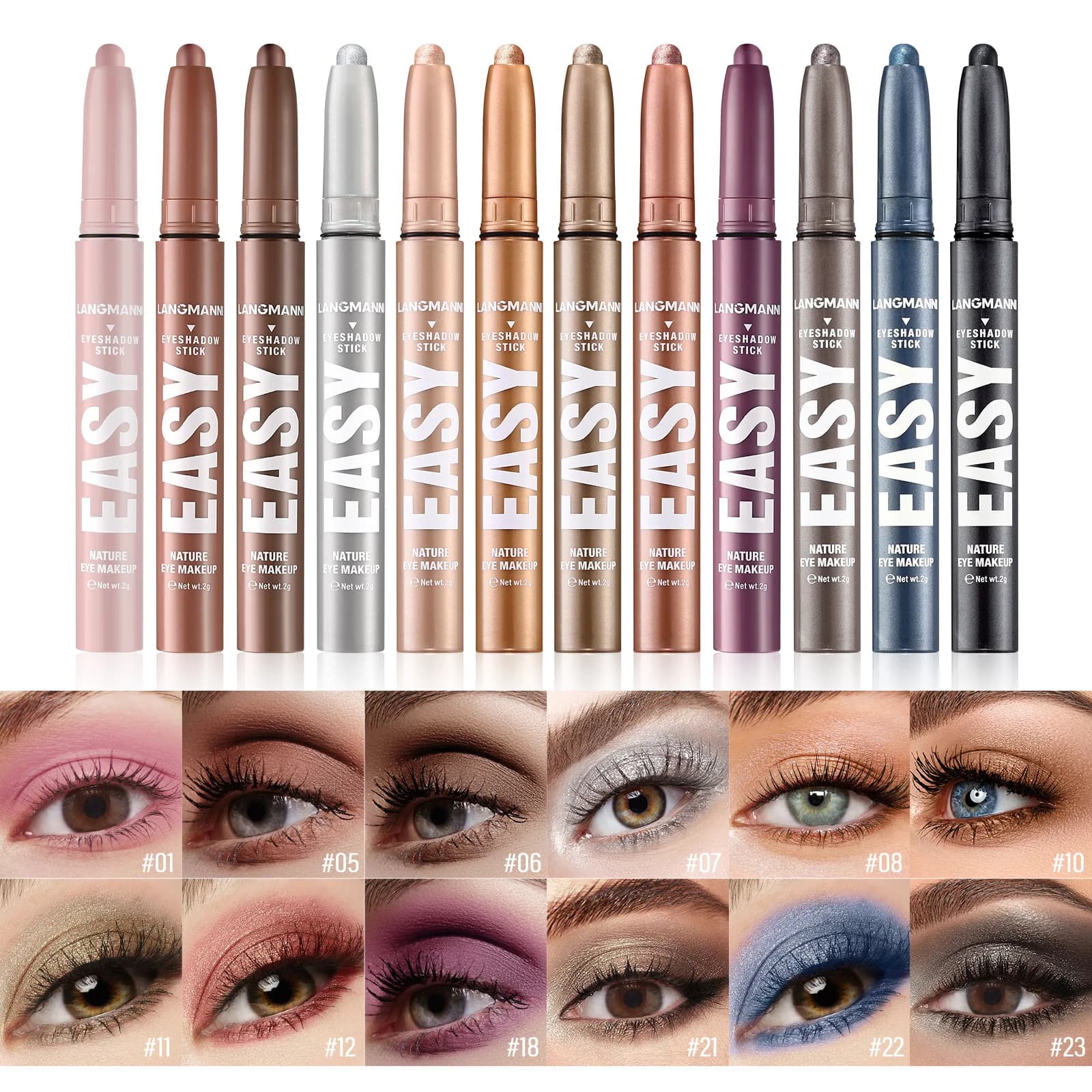 Multicolor matt perlescent stick umbrella, eyeliner pen and high light pen, smooth and natural color