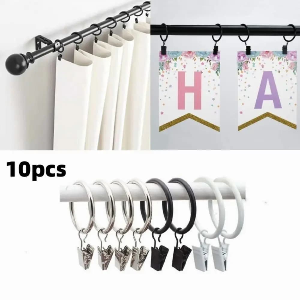10 pezzi di anelli per tende clip in metallo decorativo antiruggine per tende da finestra, anello per appendere ganci per appendere vestiti