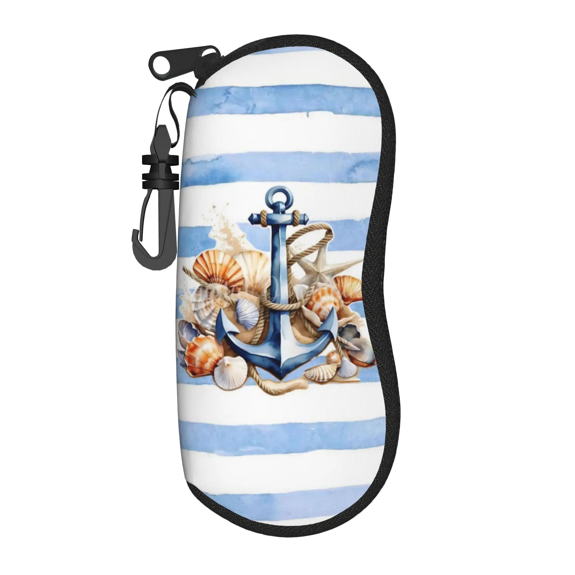 Custodia per Occhiali con Ancora Nautica, Custodia con Cerniera per Occhiali da Sole, Simpatica Protezione per Occhiali da Esterno, Organizer per Occhiali da Uomo e Donna