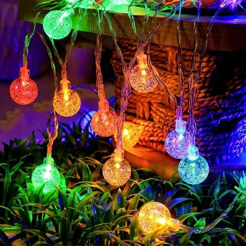 Luci a stringa a LED Luci a catena a stella con sfera di cristallo per esterni Luci a ghirlanda Lucine per feste Casa Matrimonio Giardino Decorazioni natalizie