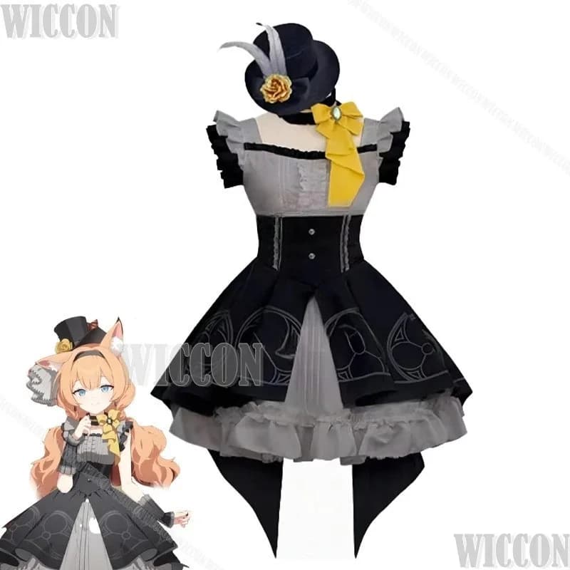 Iochi Mari Game Blue Archive Cosplay Costume Lolita Dress Black Uniform Wig Ears Hairband Women Halloween Roleplay Customizeds;3