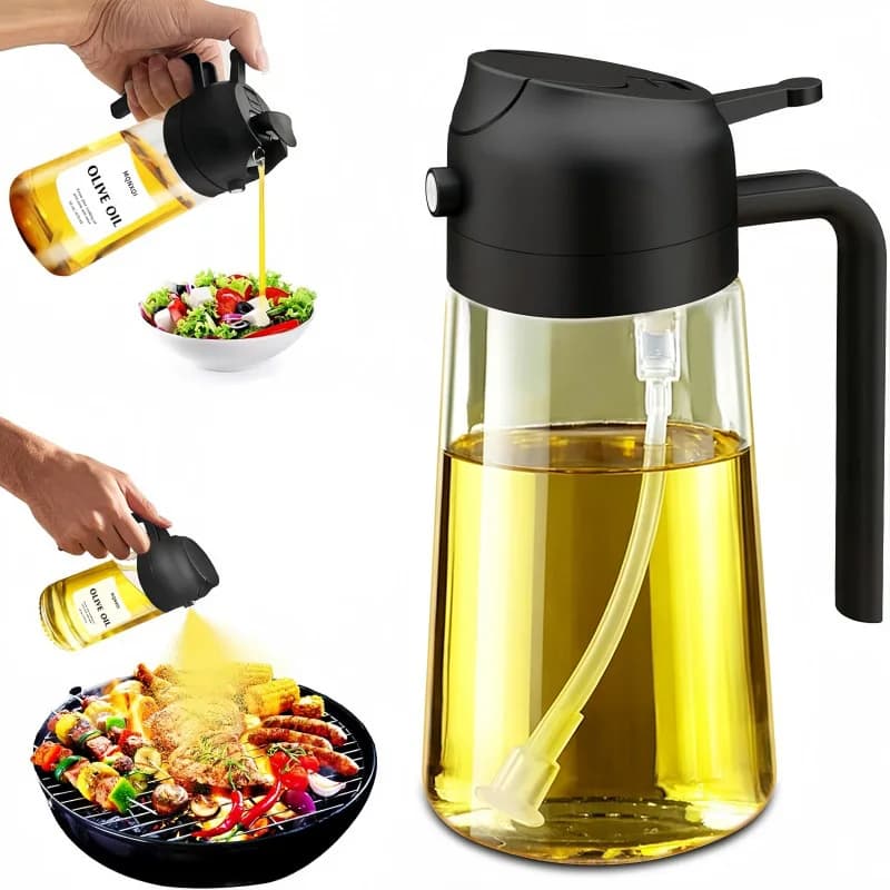 Bottiglia Spray per Olio in Vetro da 470ml, Dispenser per Olio d'Oliva, Bottiglia Spray Antigoccia per Cucina, Friggitrice ad Aria, Barbecue, Utensile da Forno